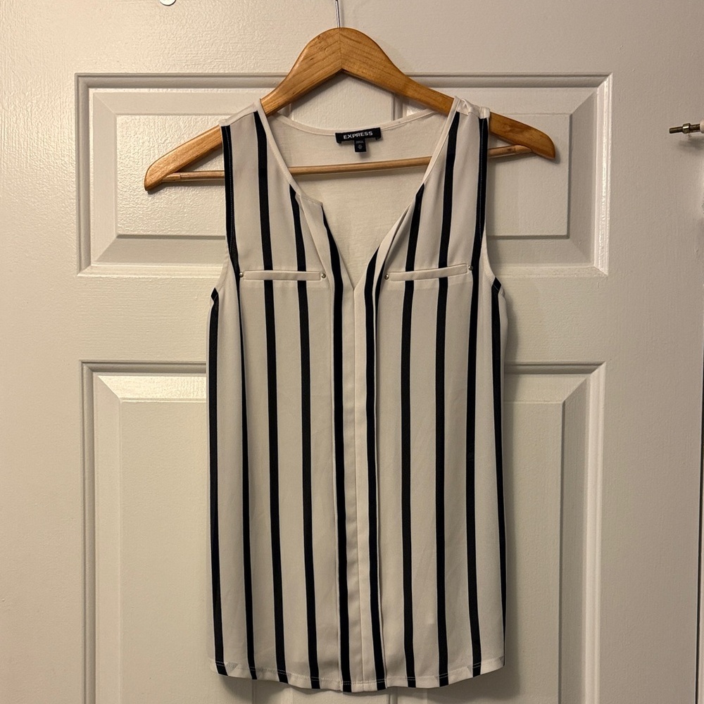 Express Black and White Striped Blouse
